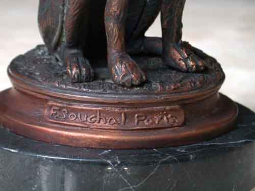 Bronze Dog Sculpture Signed Art Marble Base Greyhound  